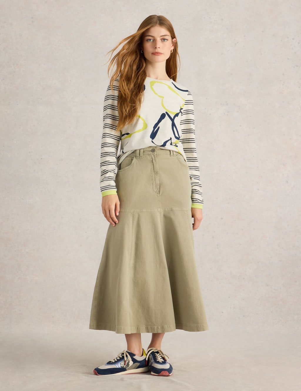 Cotton Rich Midaxi A-Line Skirt