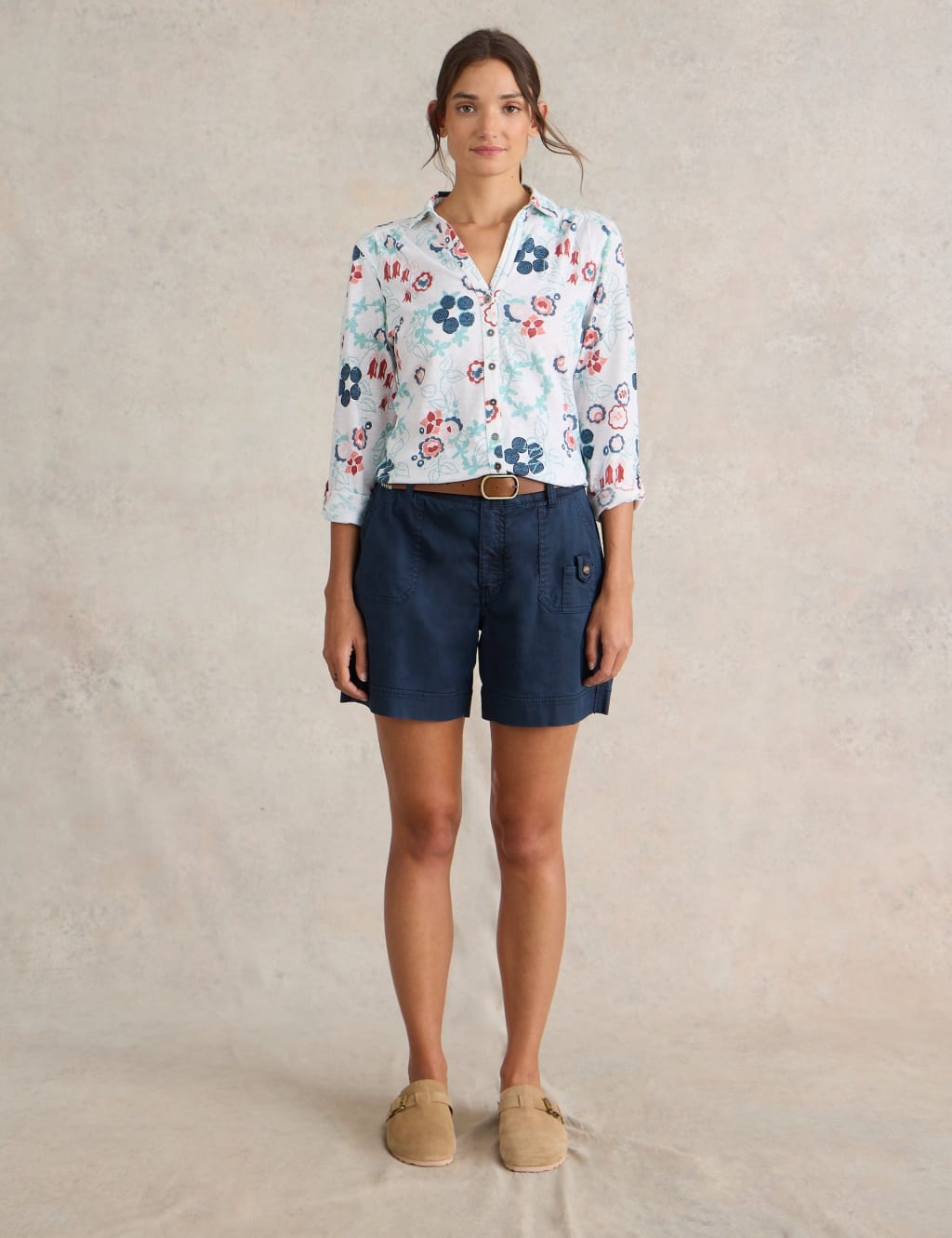 Jersey Printed Collared V-Neck Shirt
