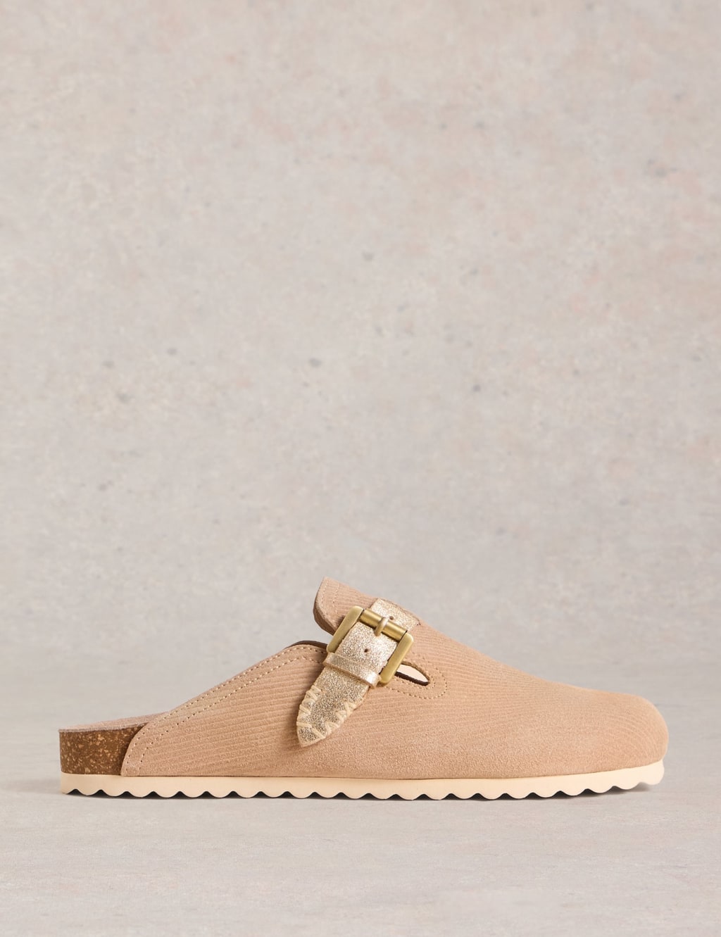 Suede Buckle Mules