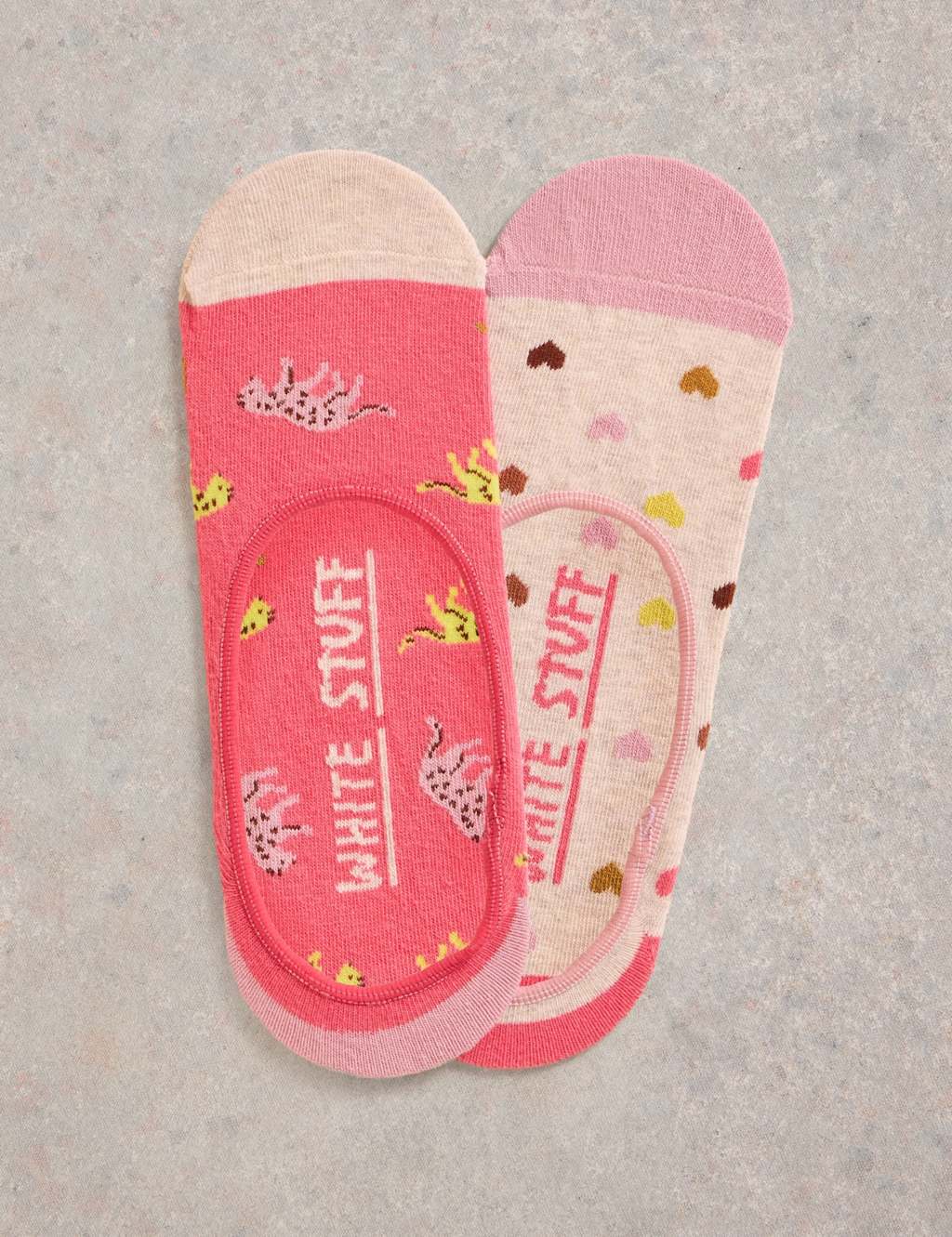 White Stuff 2 Pack Cotton Rich Leopard Footsies Pink Mix
