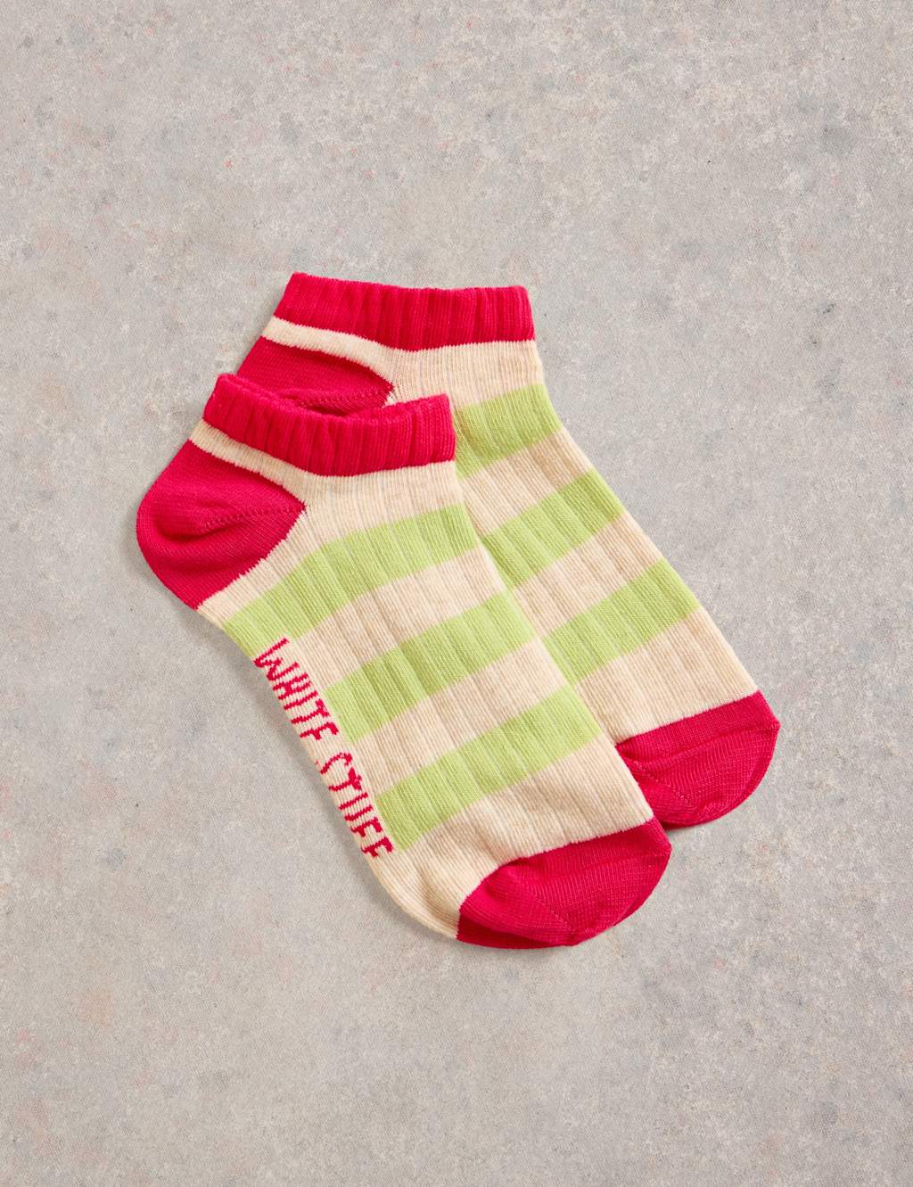 White Stuff Women's Cotton Rich Block Stripe Trainer Socks - 6-8 - Green Mix, Green Mix