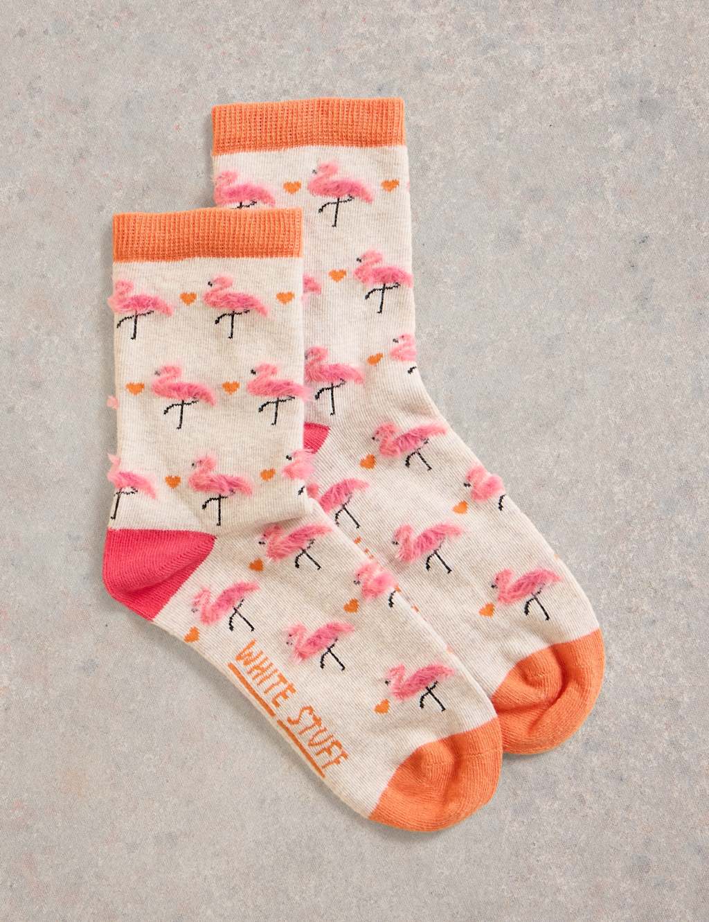 Cotton Rich Fluffy Flamingo Ankle High Socks