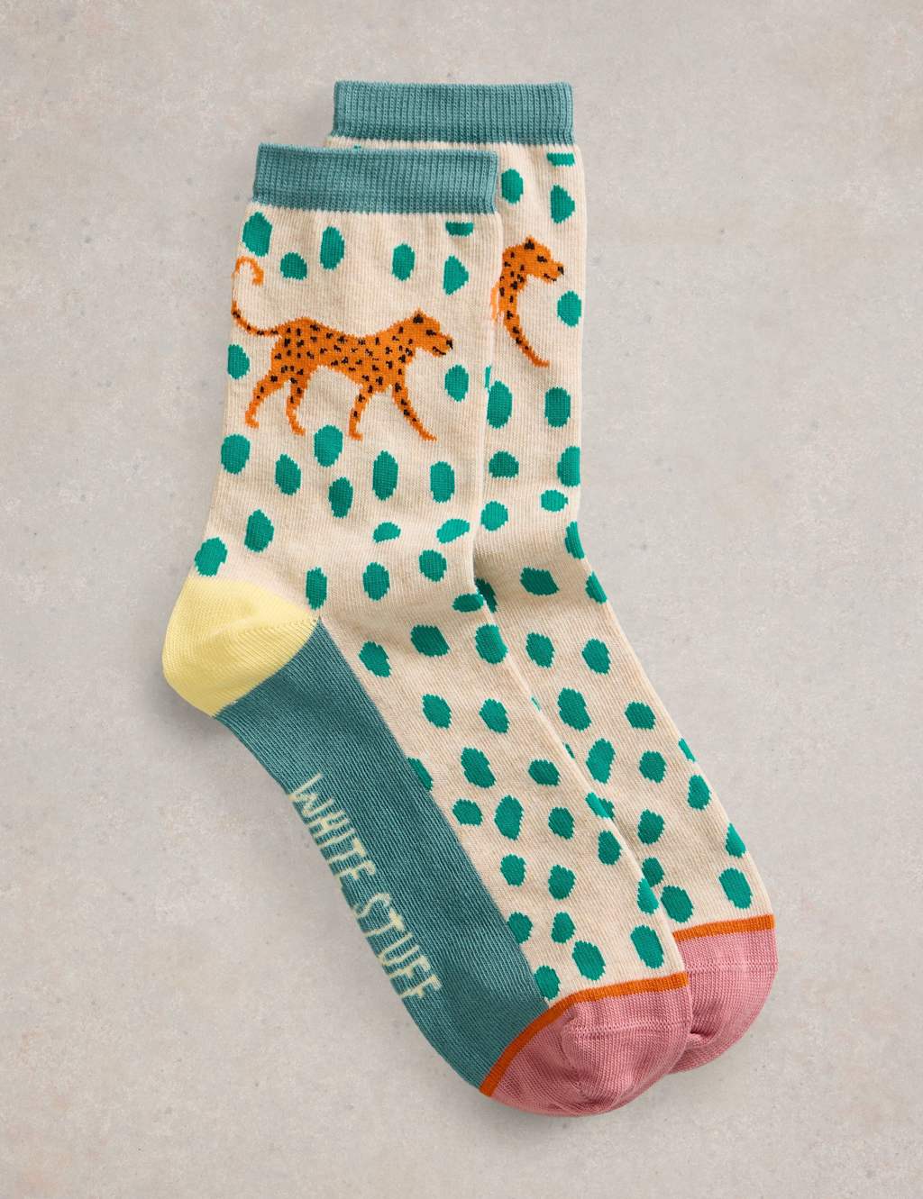 Cotton Rich Leopard Ankle High Socks
