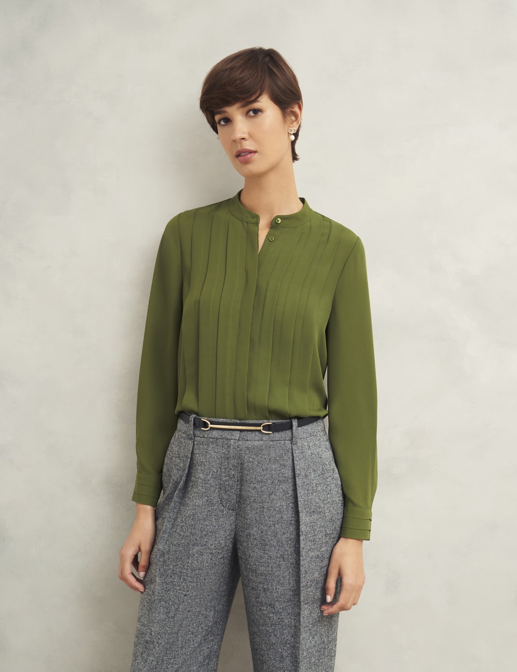 Pleated Round Neck Blouse