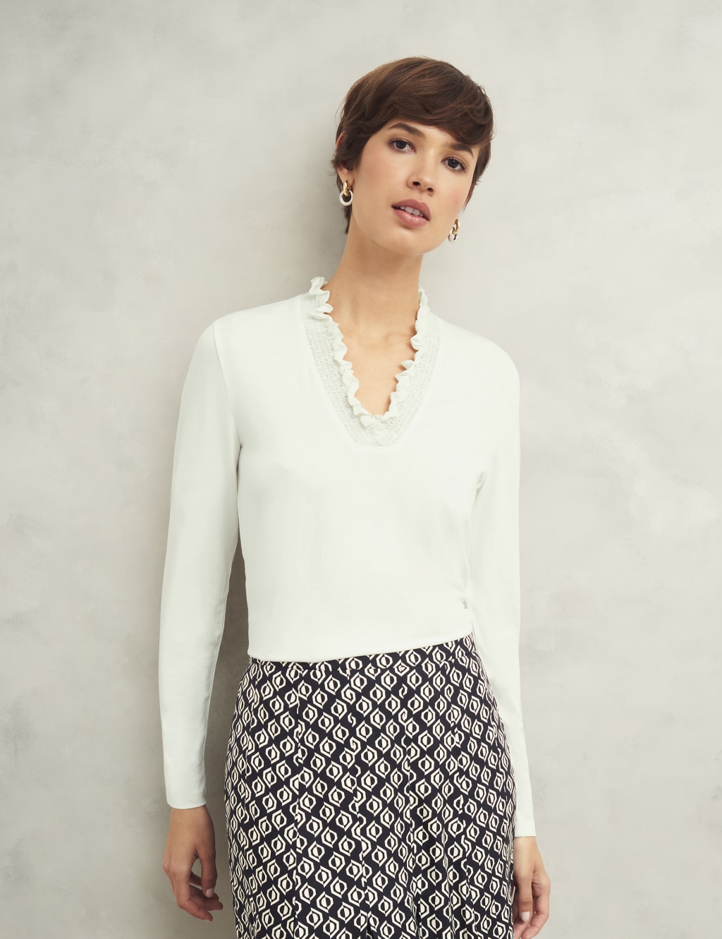 V-Neck Frill Detail Top