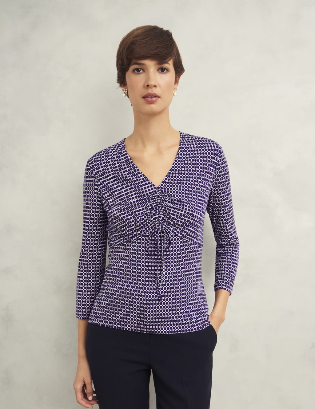 Printed Tie Front Top