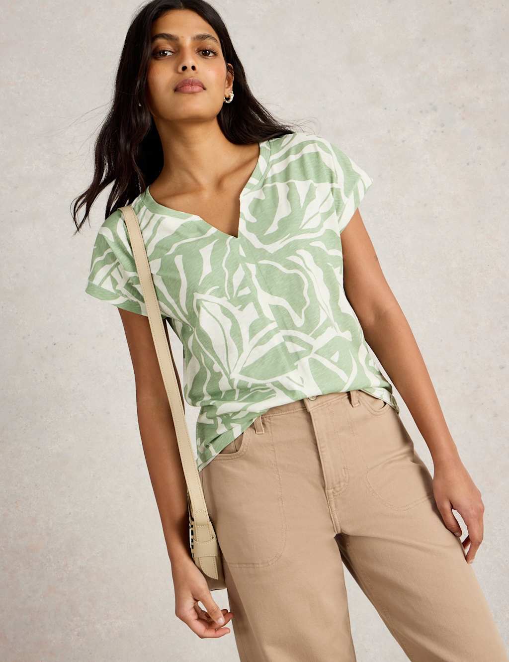 Pure Cotton Printed Notch Neck T-Shirt