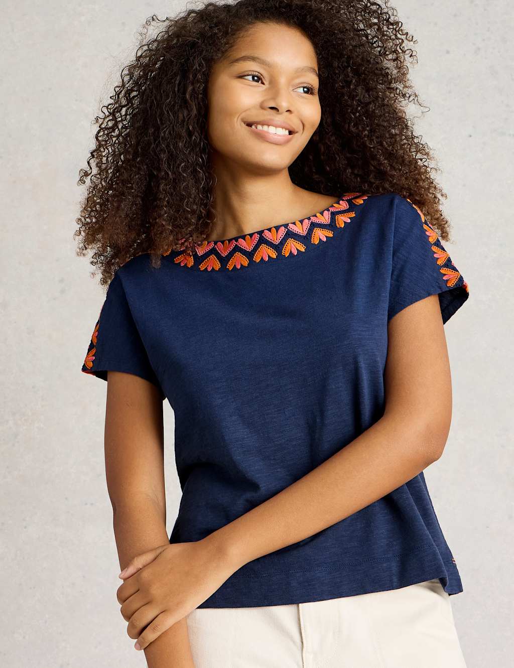 Cotton Rich Embroidered Top