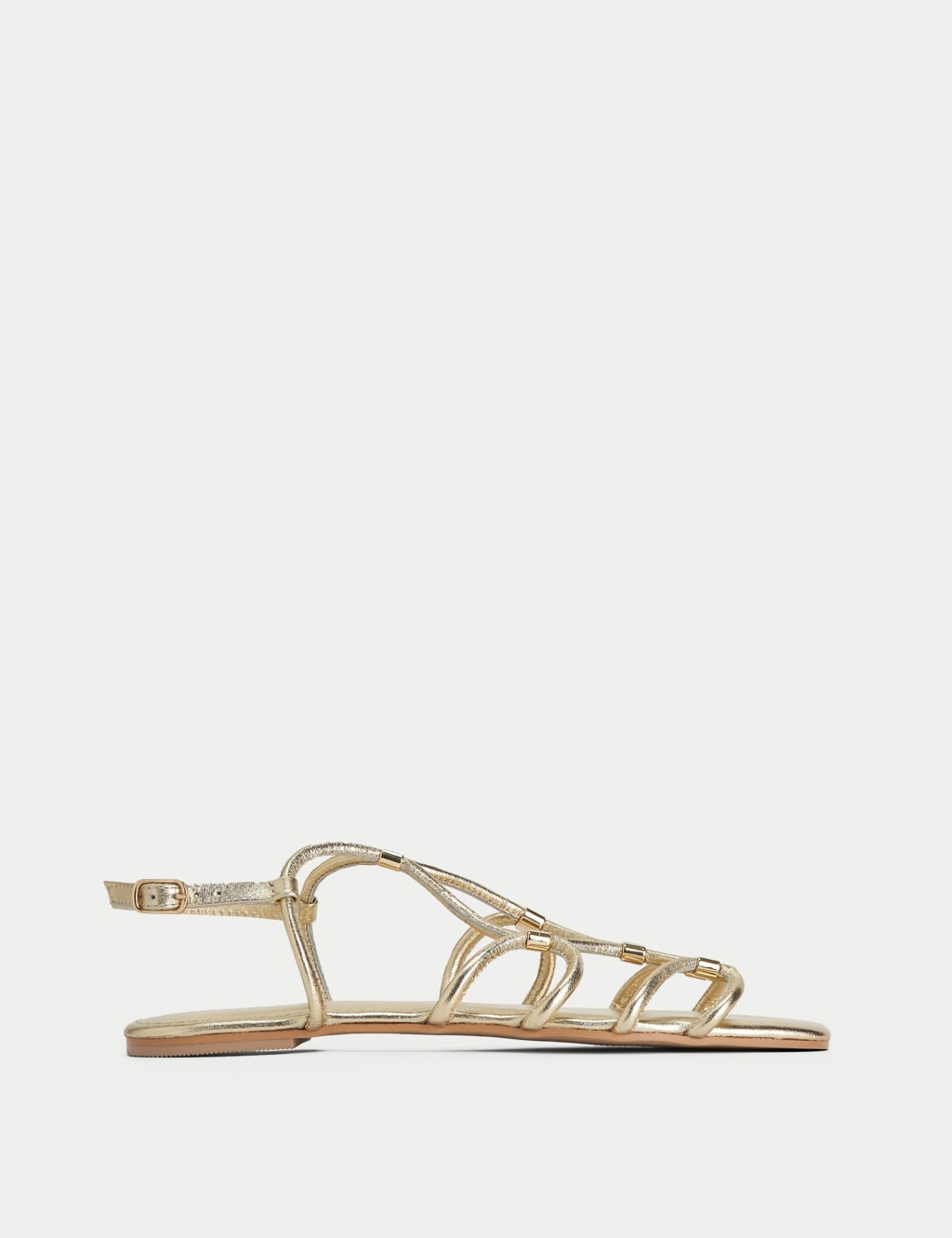 Leather Metallic Flat Gladiator Sandals