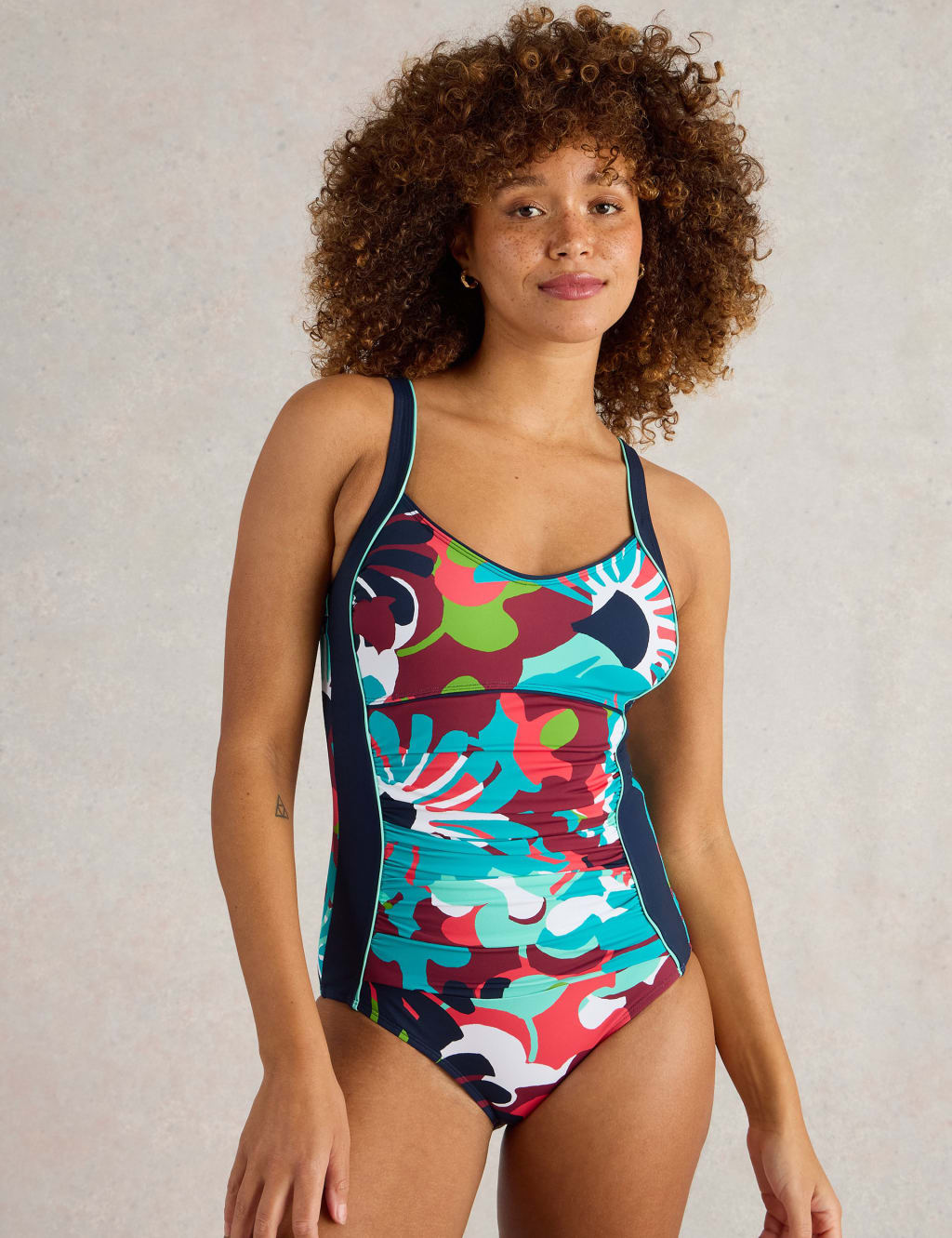 Floral Scoop Neck Swimsuit