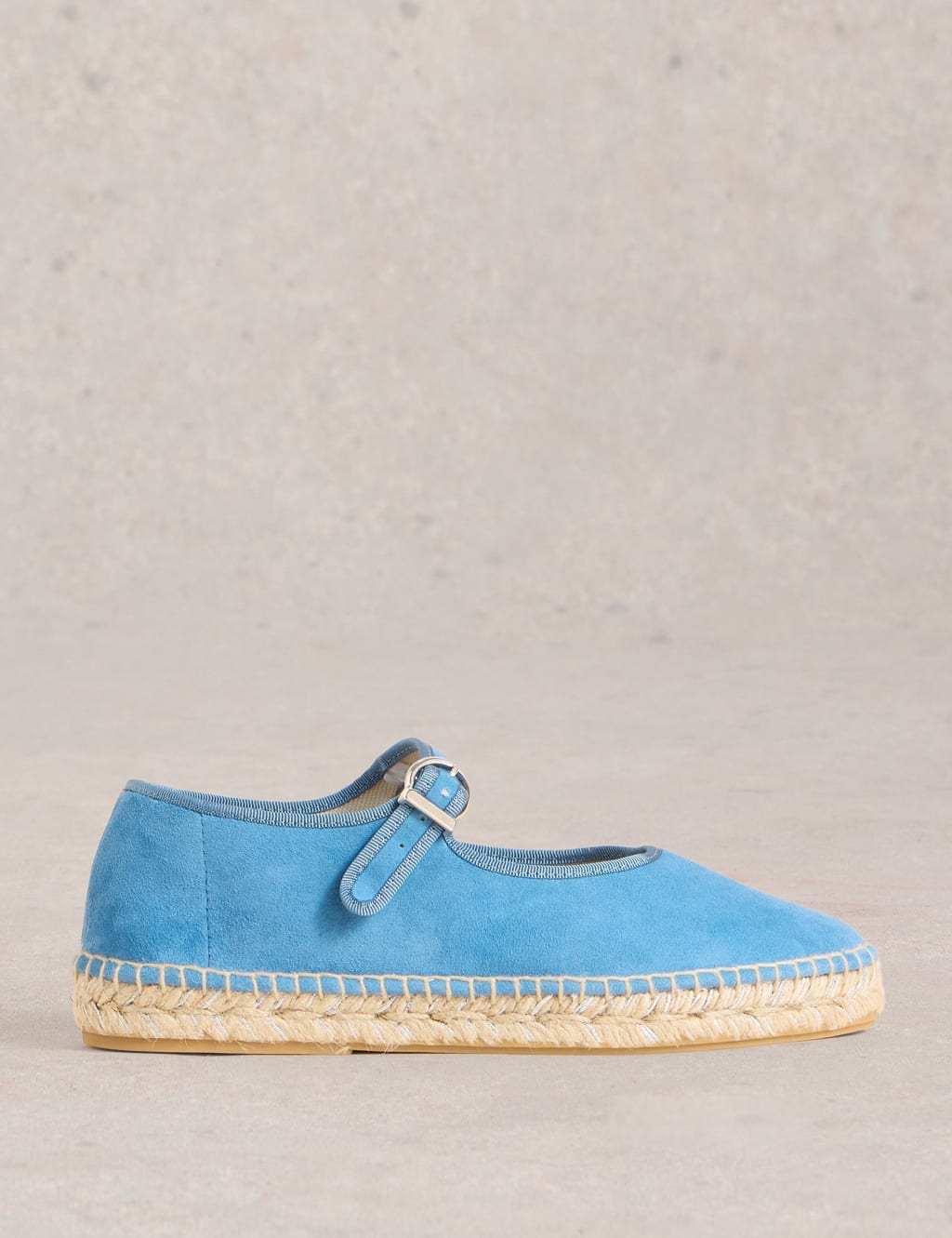 Suede Mary Jane Flat Espadrilles