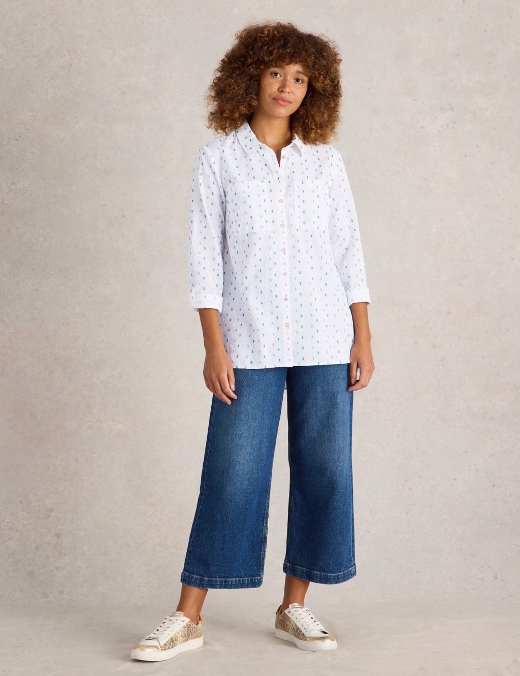 Pure Cotton Embroidered Collared Shirt