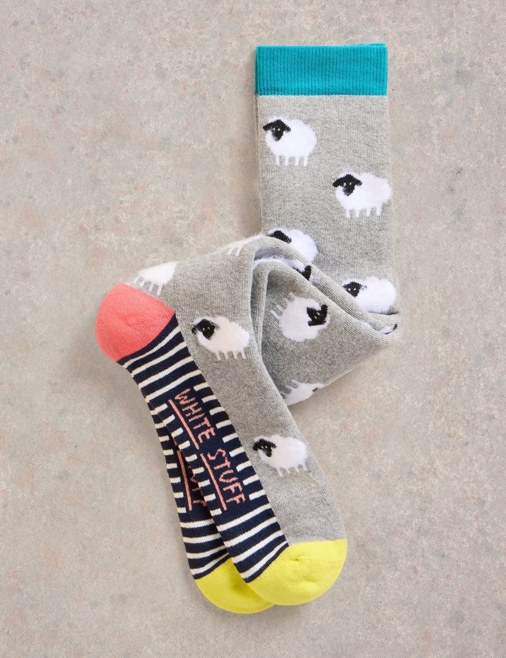 White Stuff Cotton Rich Sheep Knee High Socks Grey Mix