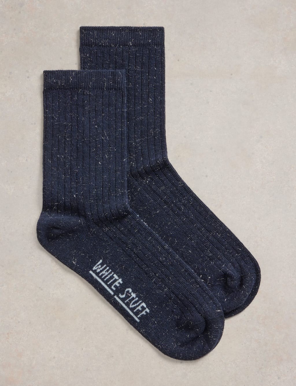 Cotton Rich Sparkle Ribbed Ankle High Socks