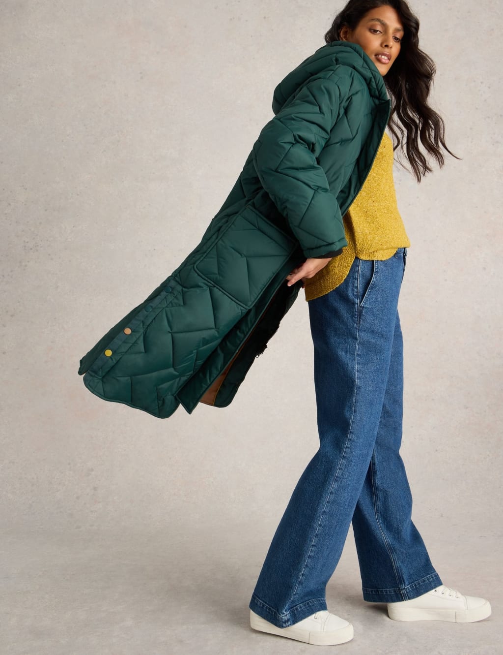 Quilted Hooded Relaxed Longline Jacket