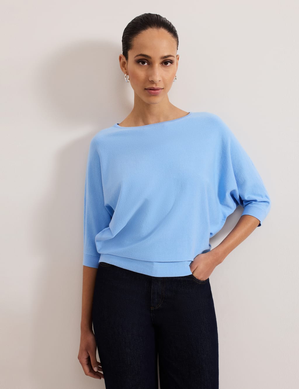 Slash Neck Batwing Sleeve Jumper