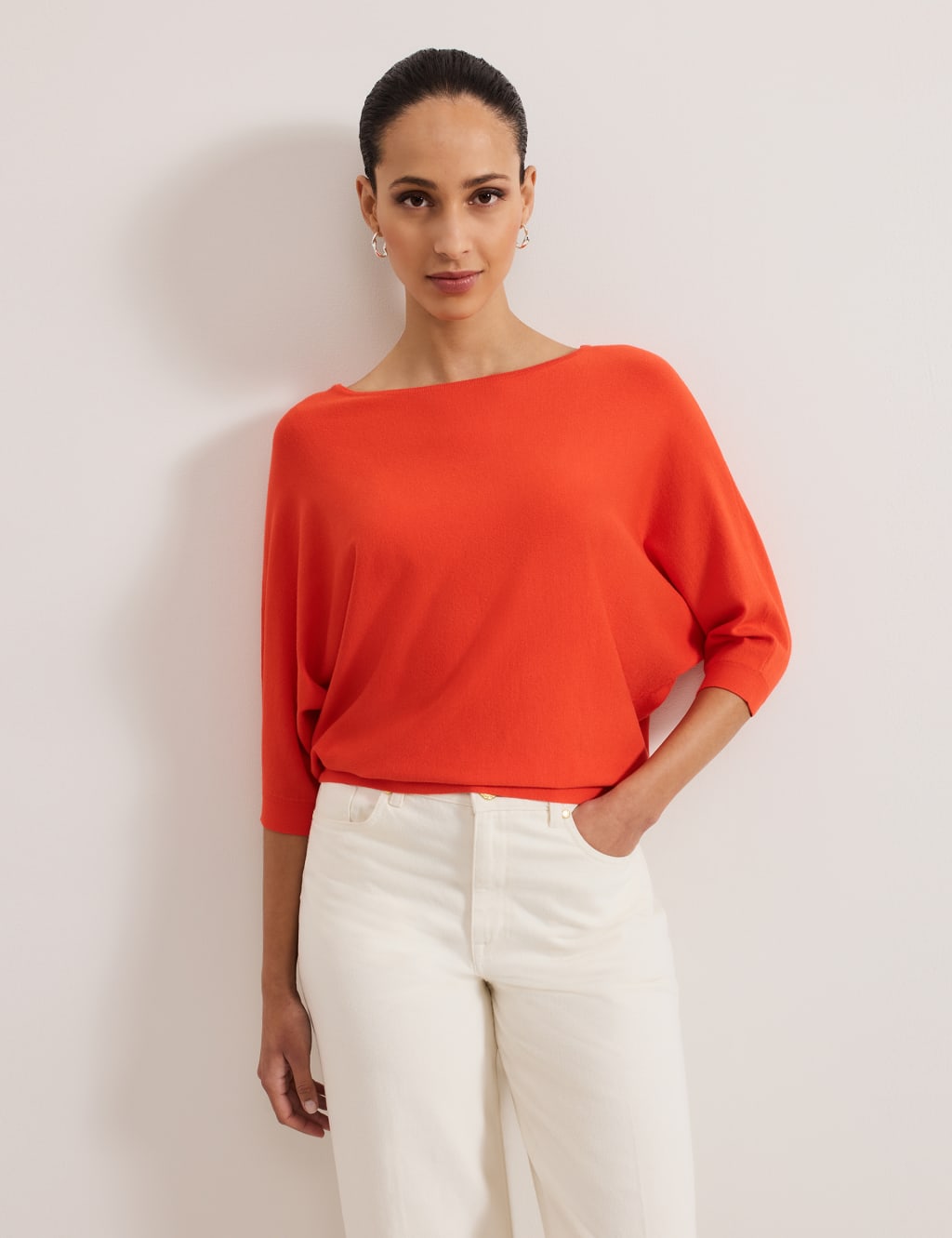 Slash Neck Batwing Sleeve Jumper