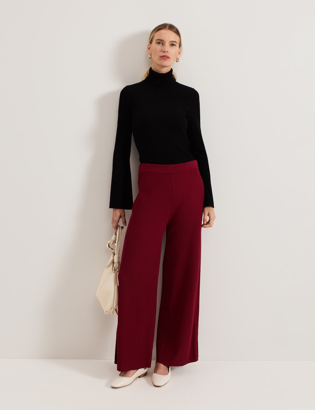 Ribbed Wide Leg Trousers