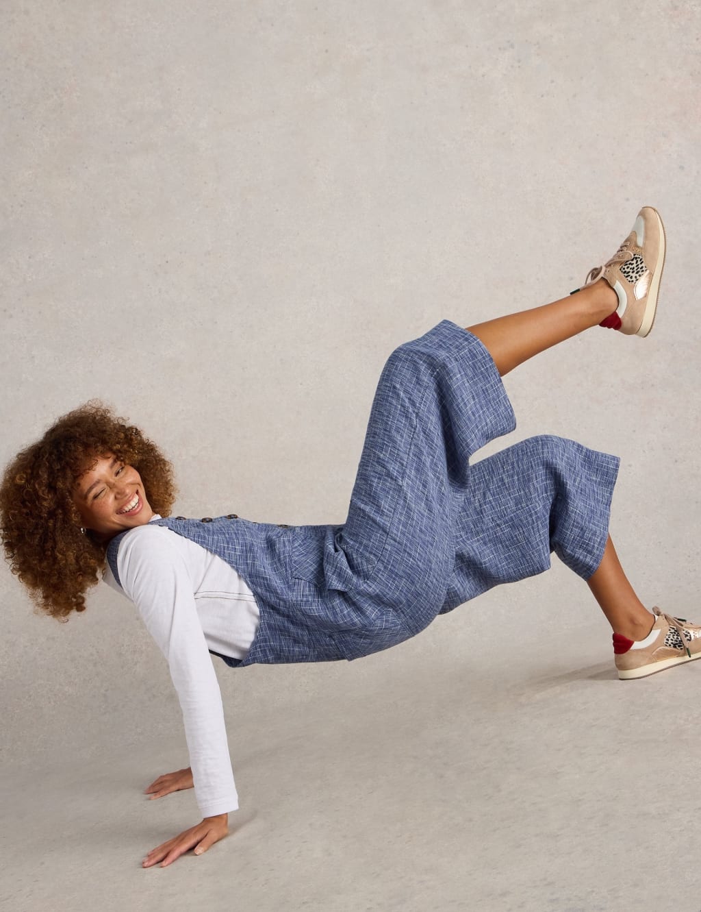 Pure Linen Cropped Dungarees