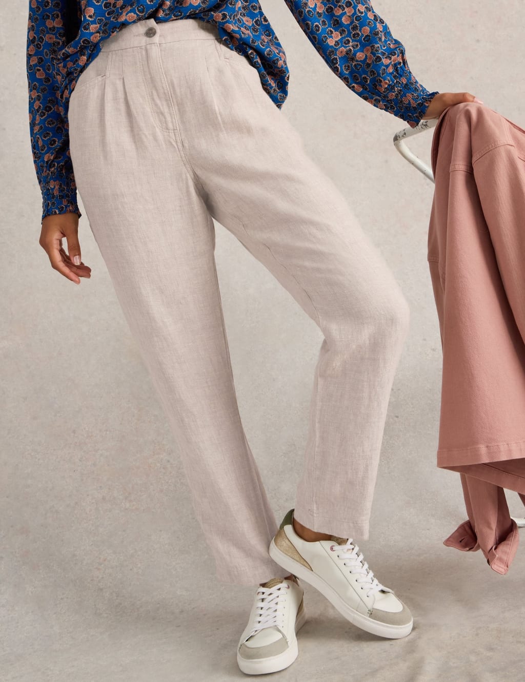 Pure Linen Pleat Front Trousers