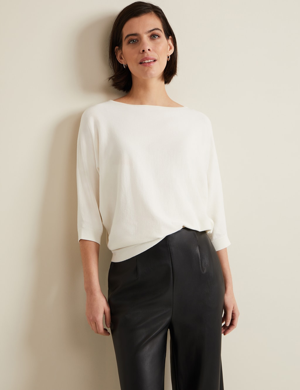 Phase Eight Slash Neck Batwing Sleeve Jumper Cream