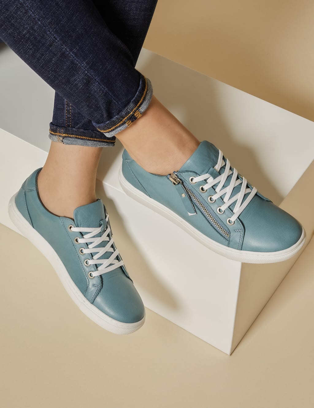 Leather Zip Up Trainers