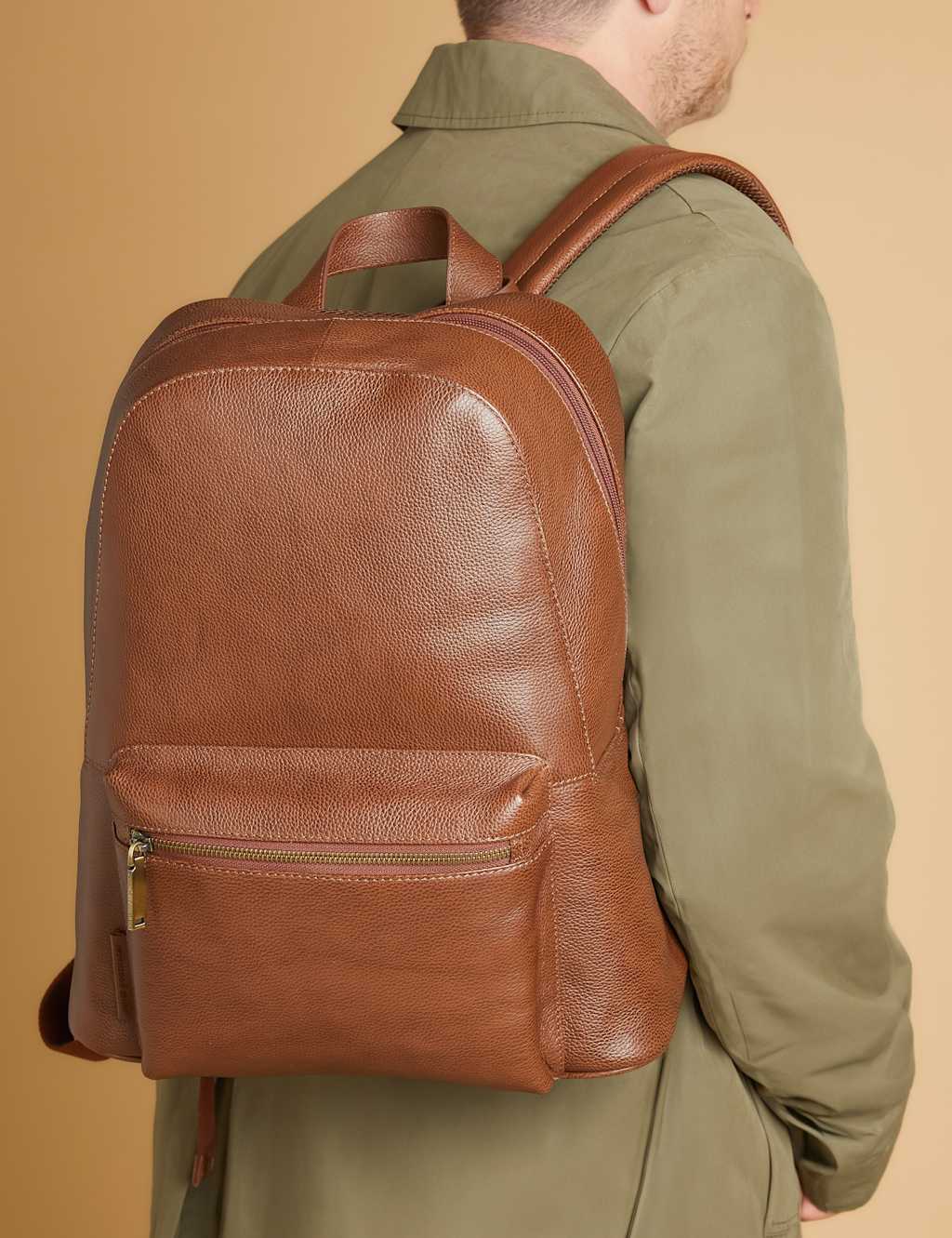 Leather Pebble Grain Backpack