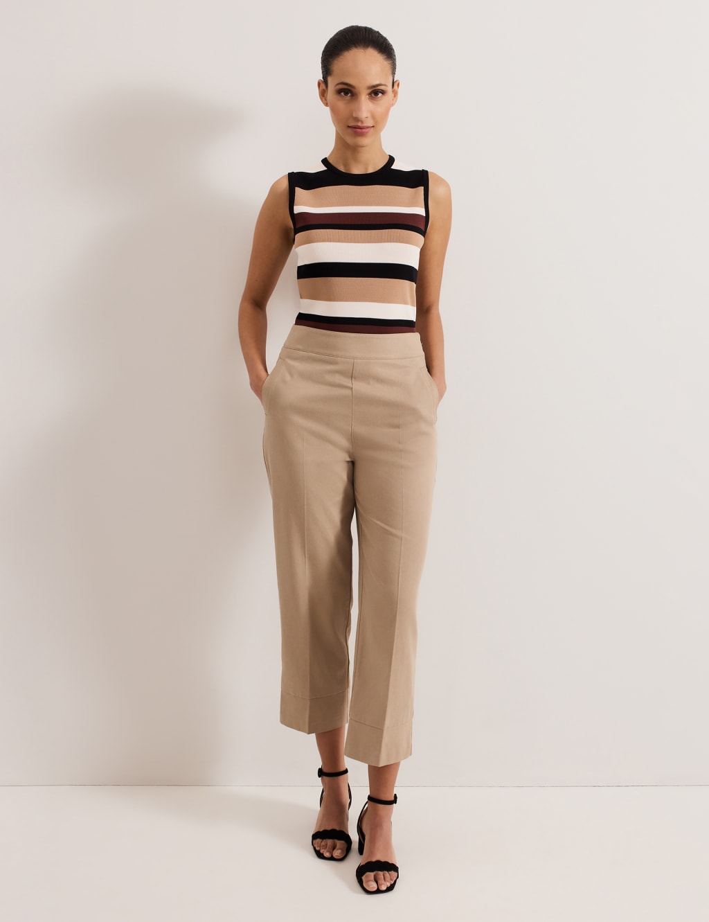 Lyocell Rich Straight Leg Cropped Trousers