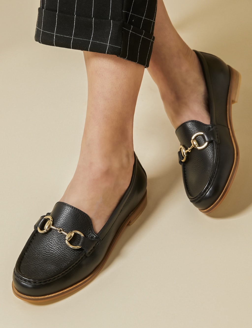 Leather Trim Slip On Loafers