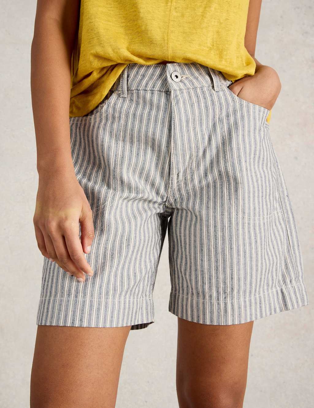Cotton Rich Striped Denim Shorts