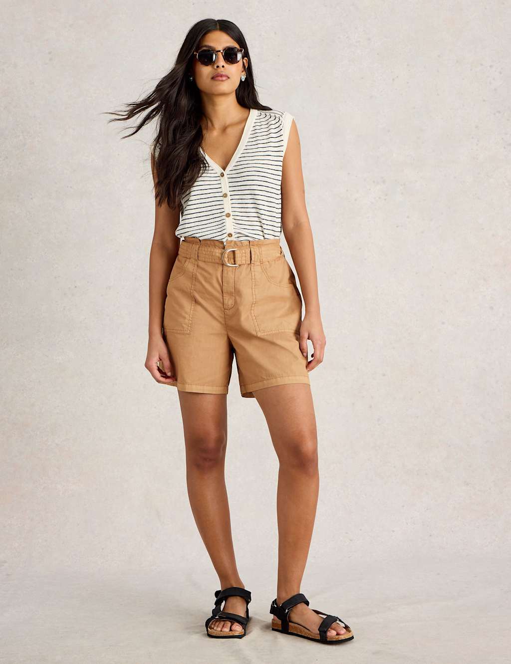 Pure Cotton Belted Shorts