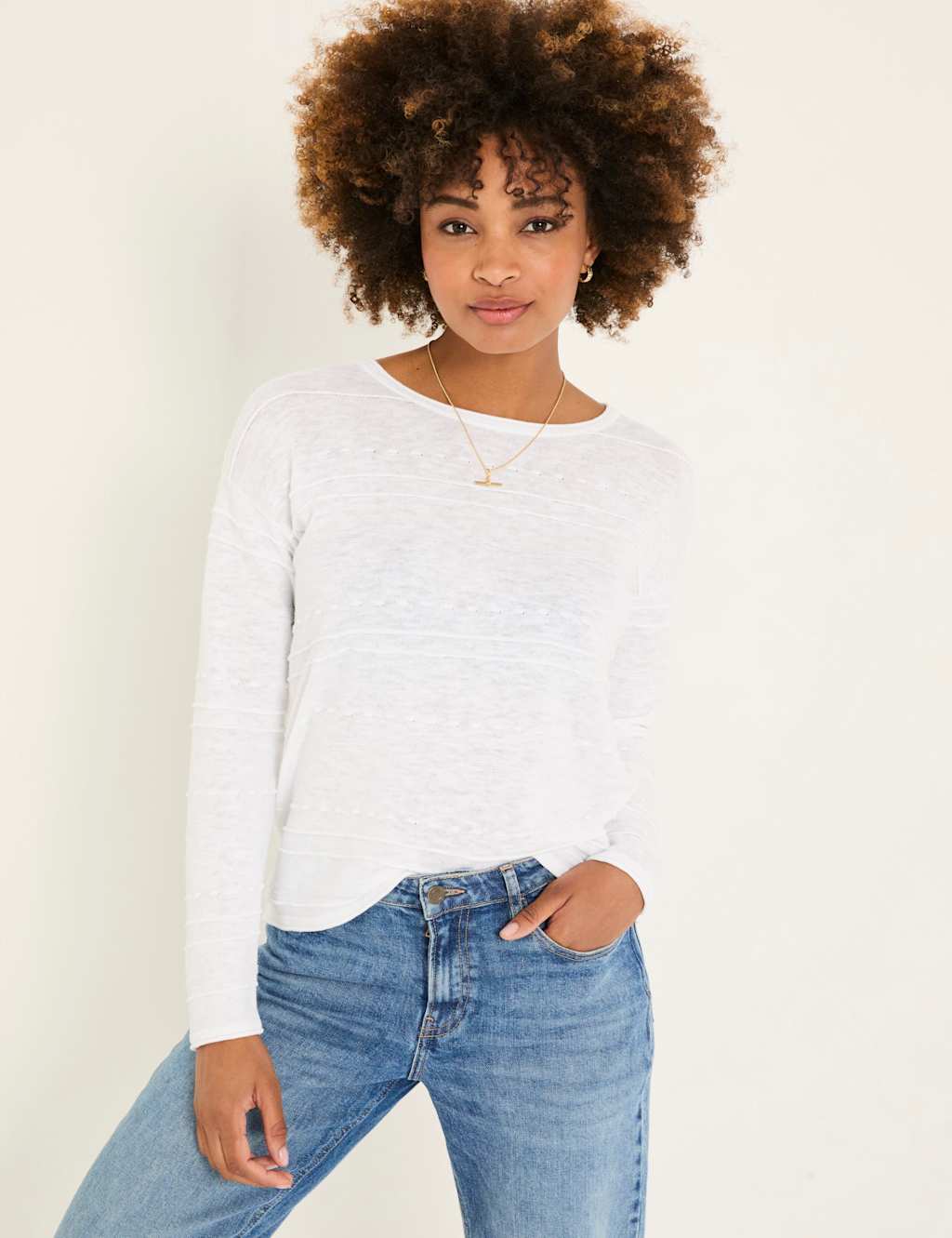 Cotton Rich Jumper with Linen