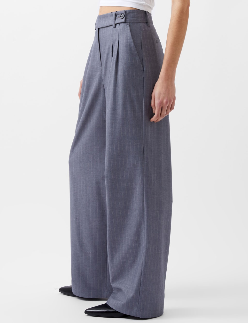Pinstripe Wide Leg Trousers