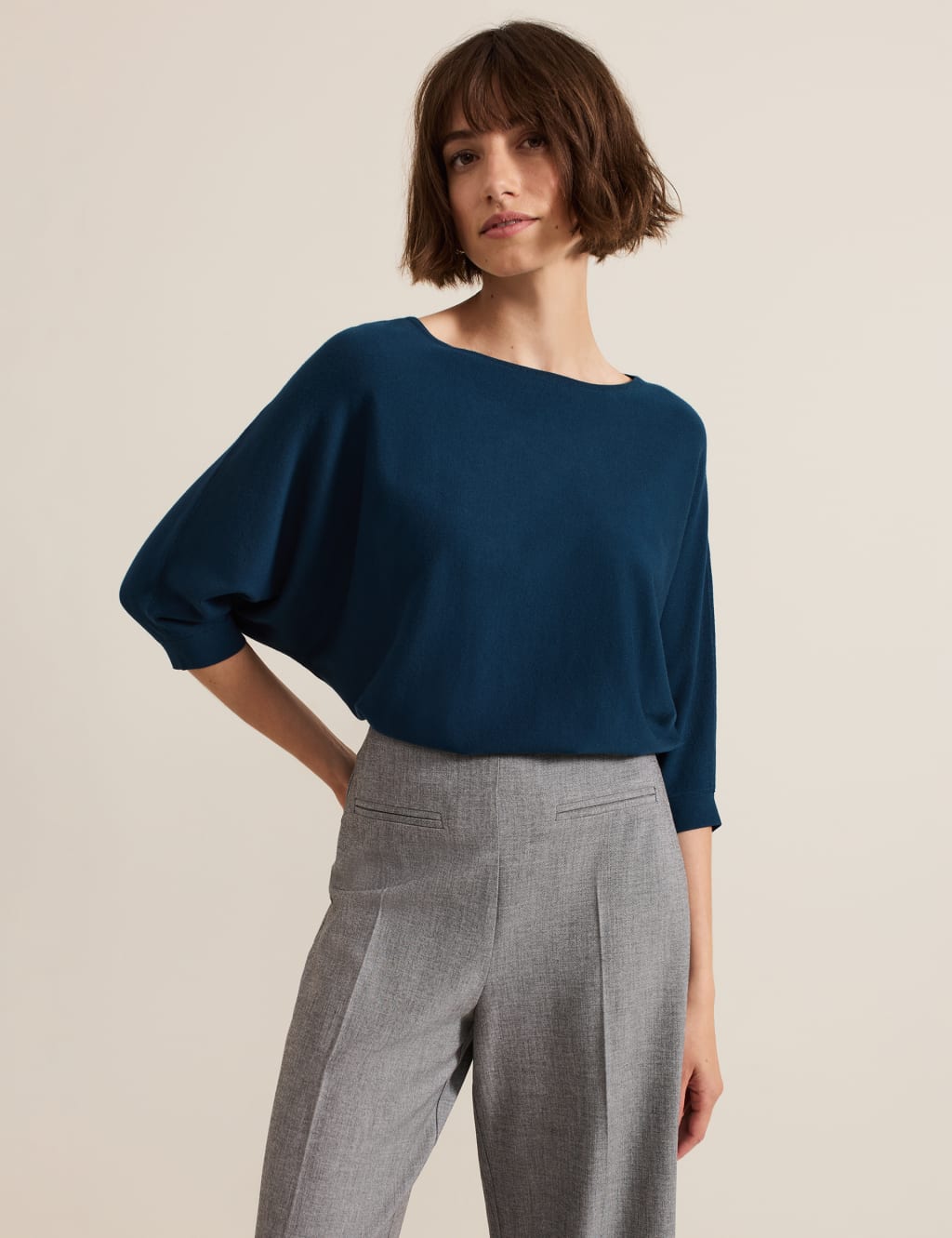 Phase Eight Slash Neck Batwing Sleeve Jumper Blue
