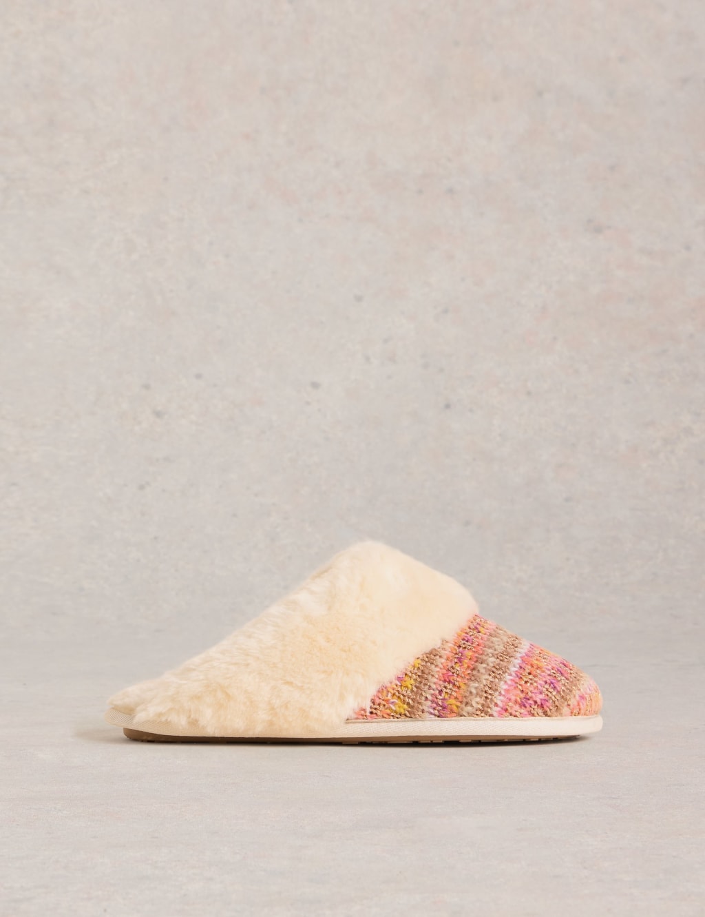 Knitted Faux Fur Mule Slippers