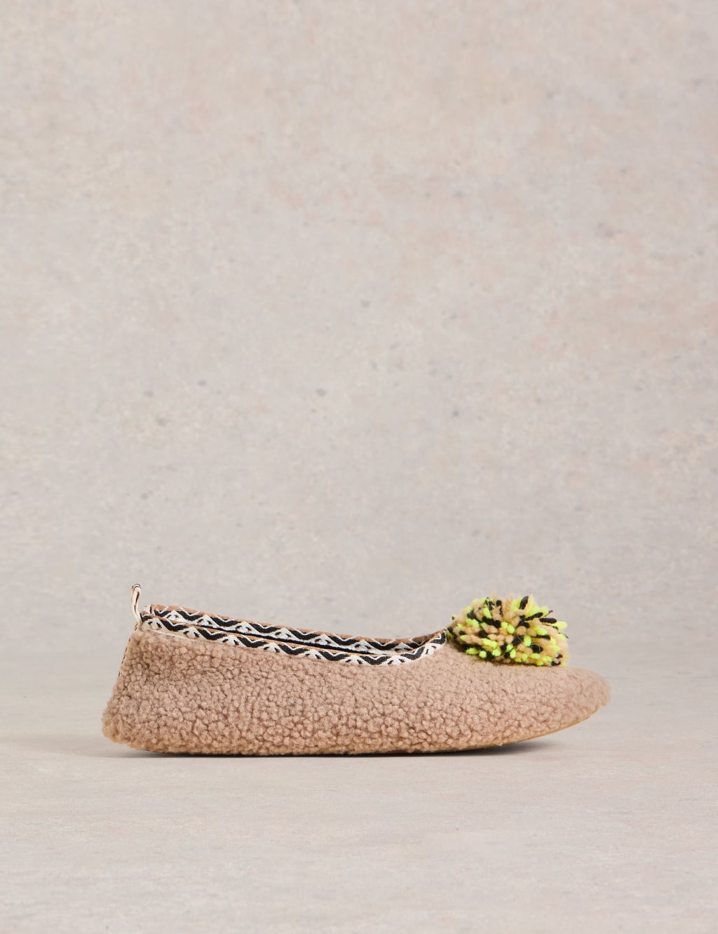 Borg Pom Pom Ballerina Slipers