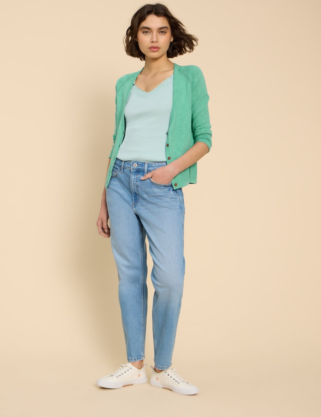 Pure Cotton V-Neck Button-Through Cardigan