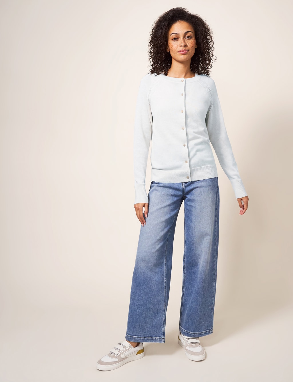 Pure Cotton Crew Neck Cardigan