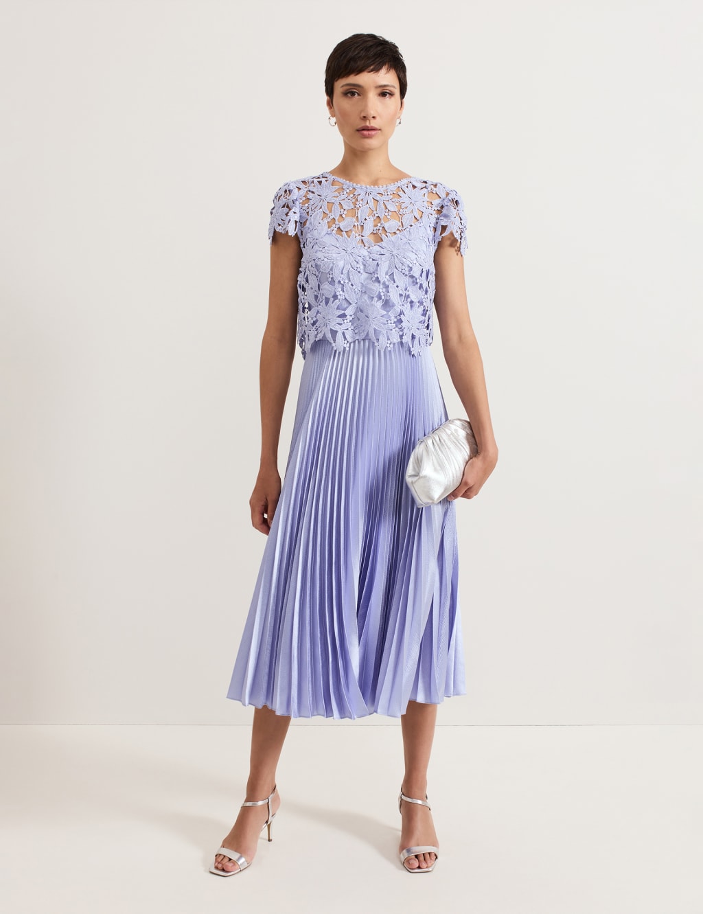 Lace Broderie Midi Skater Dress