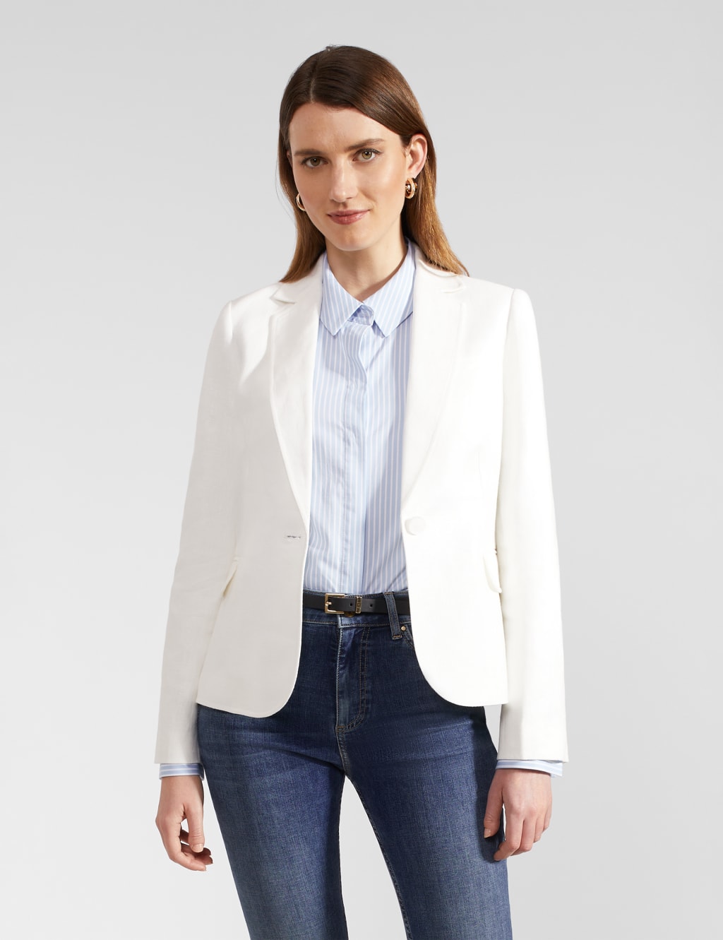Pure Linen Single Breasted Blazer