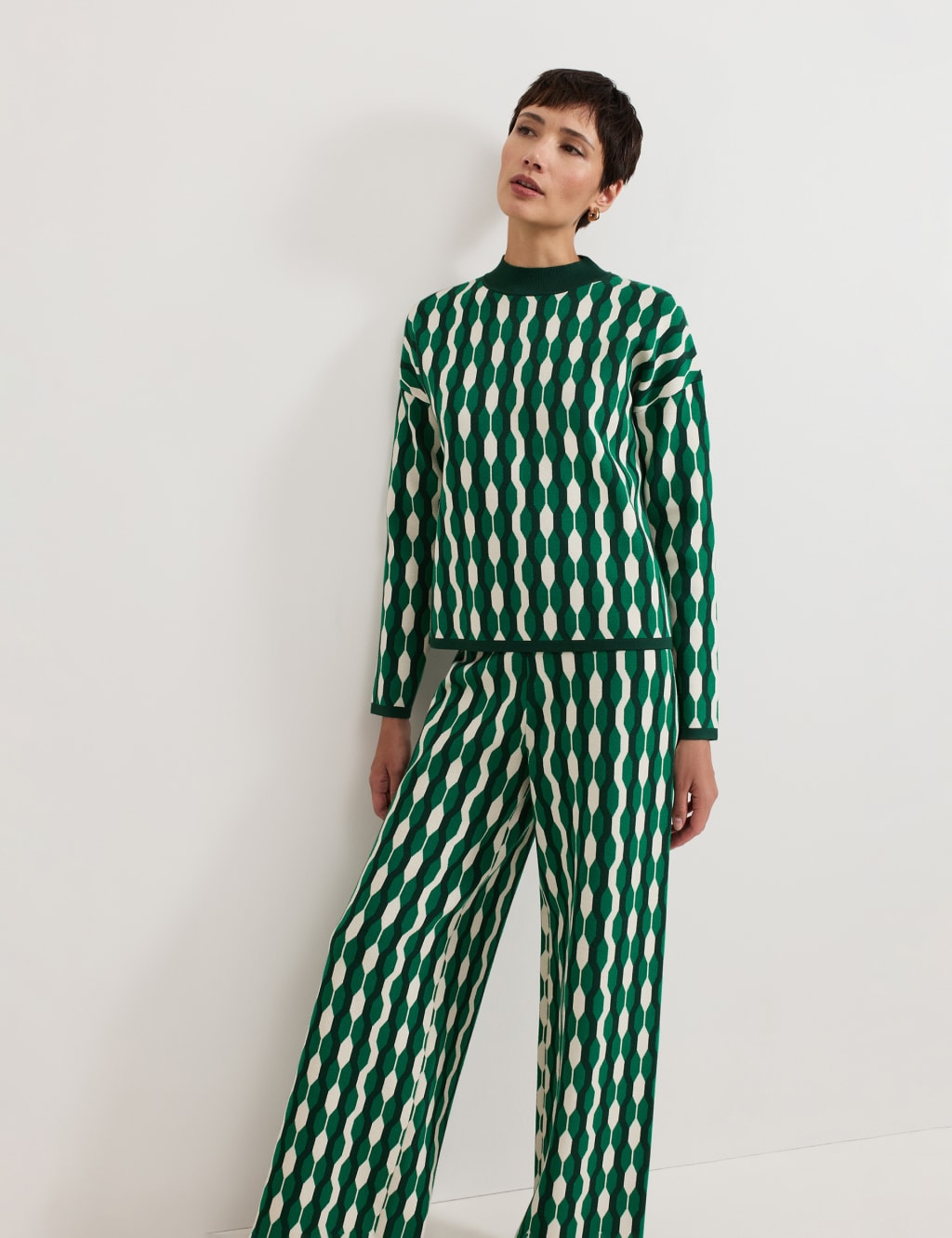 Geometric Funnel Neck Jumper