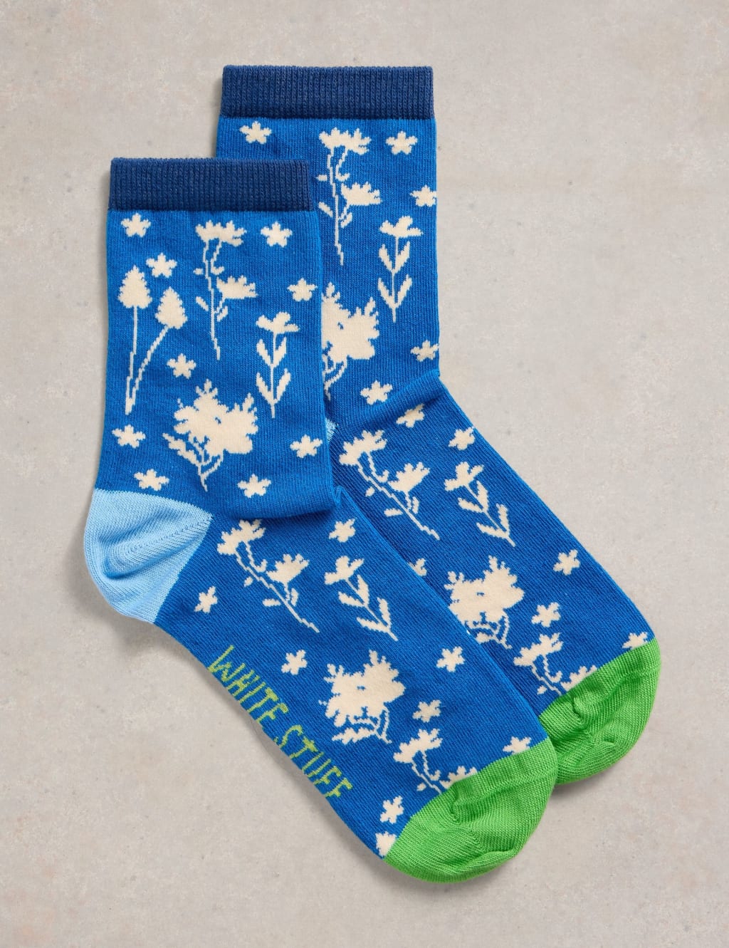 Cotton Rich Floral Ankle High Socks