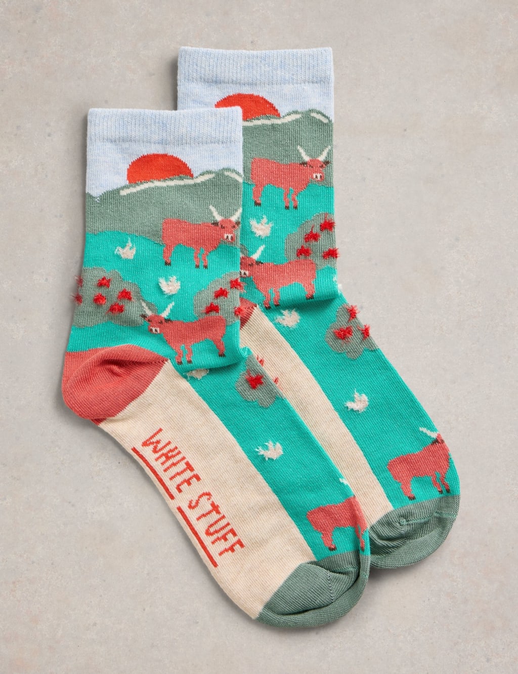 White Stuff Women's Cotton Rich Cow Ankle High Socks - 3-5 - Green, Green