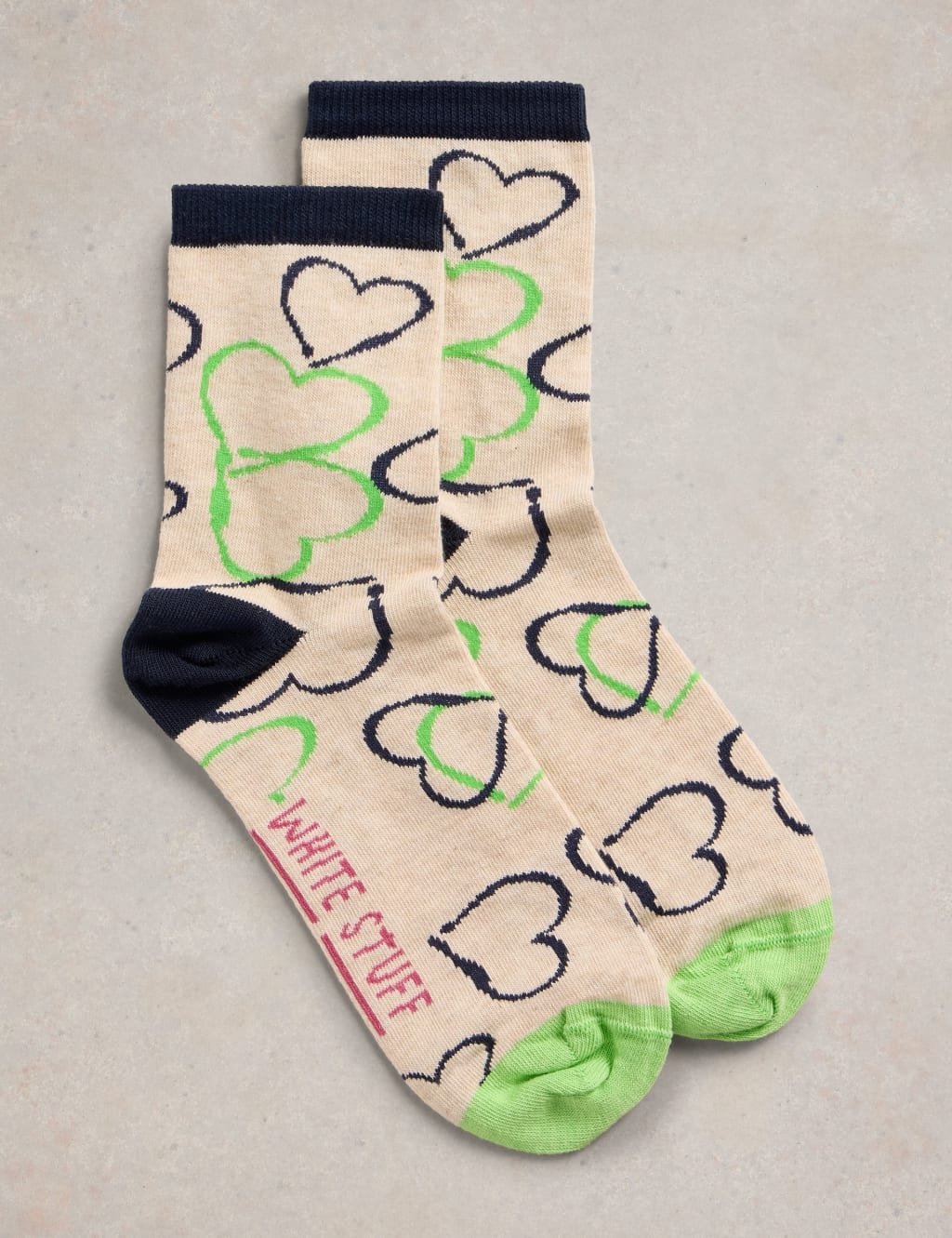 Cotton Rich Heart Ankle High Socks