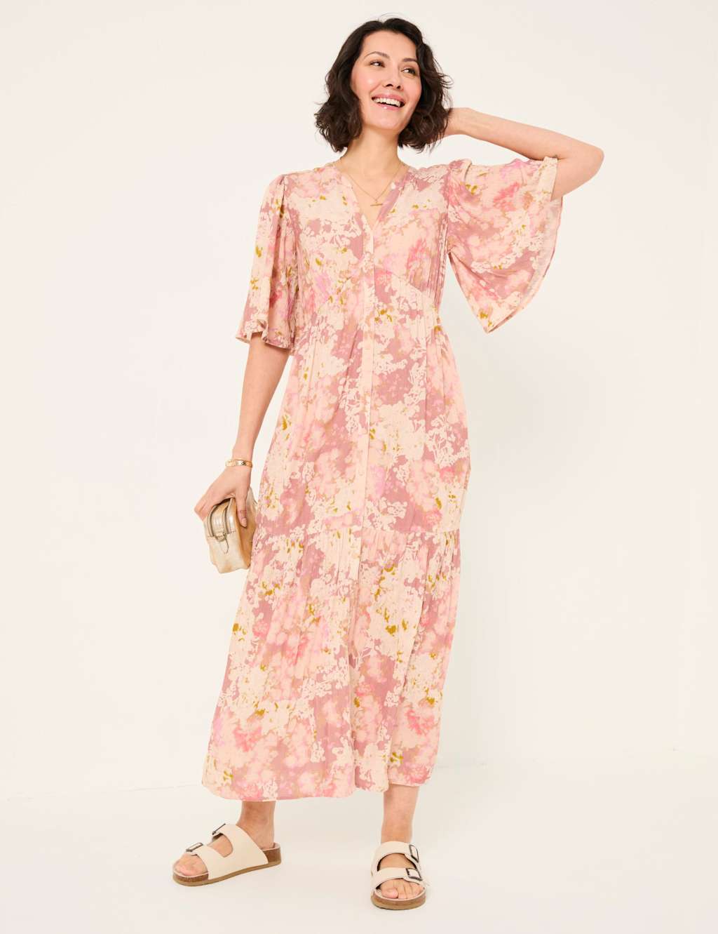 Floral V-Neck Maxi Tiered Dress
