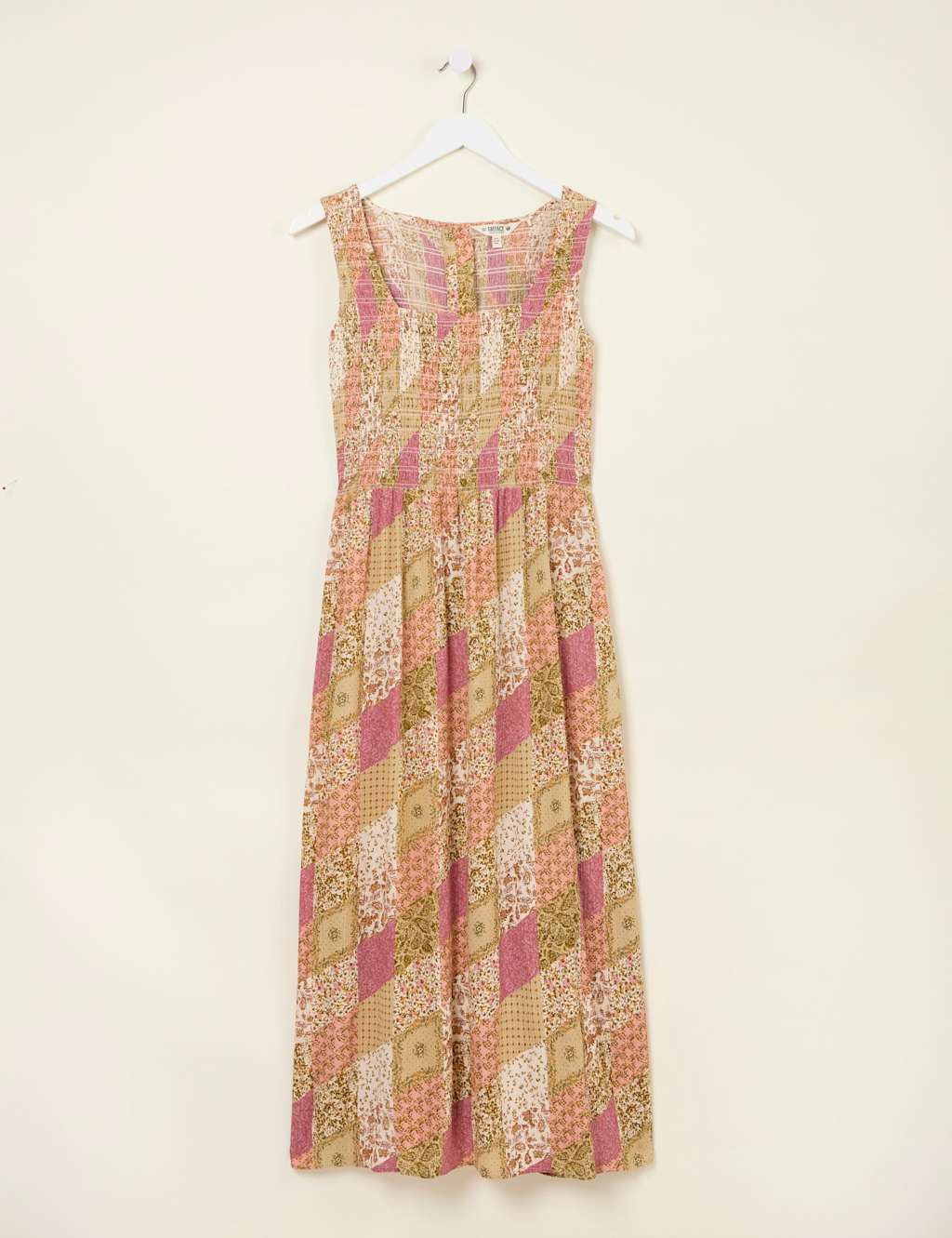 Ditsy Floral Scoop Neck Midi Shirred Dress