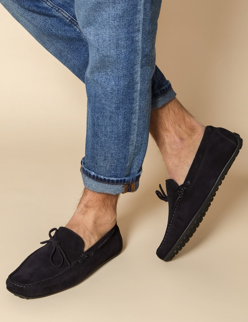 Jones Bootmaker Men's Suede Slip-On Loafers - 10 - Navy, Grey,Navy