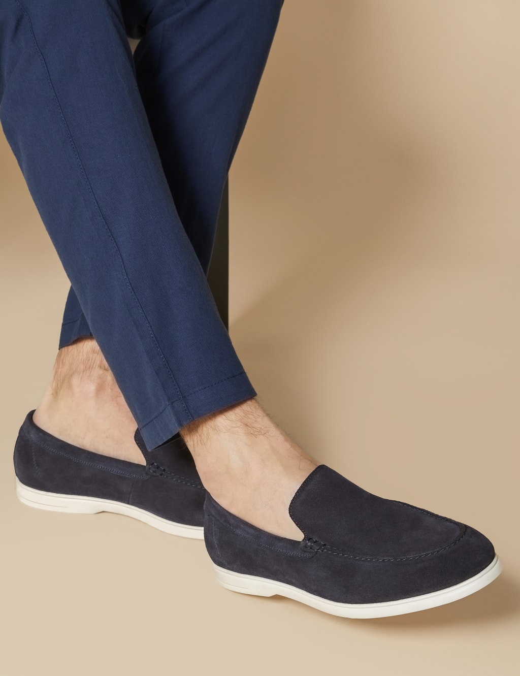 Jones Bootmaker Men's Suede Slip-On Shoes - 9 - Navy, Navy