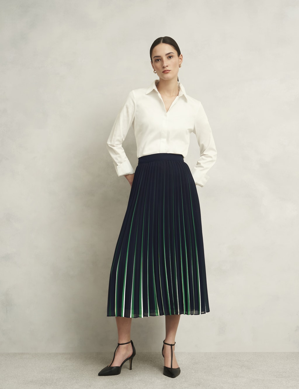 Striped Midi A-Line Skirt