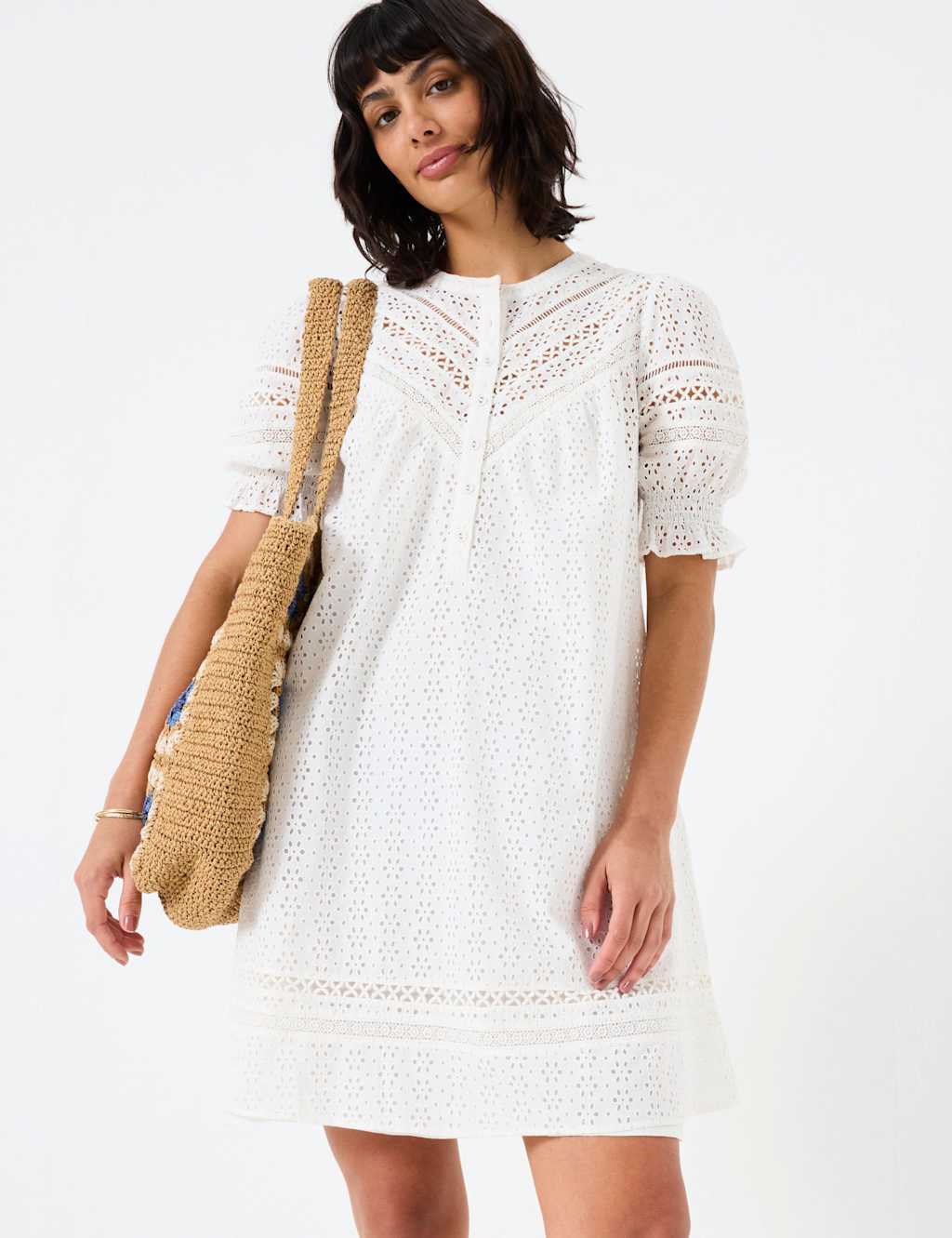 Broderie Mini Shift Dress
